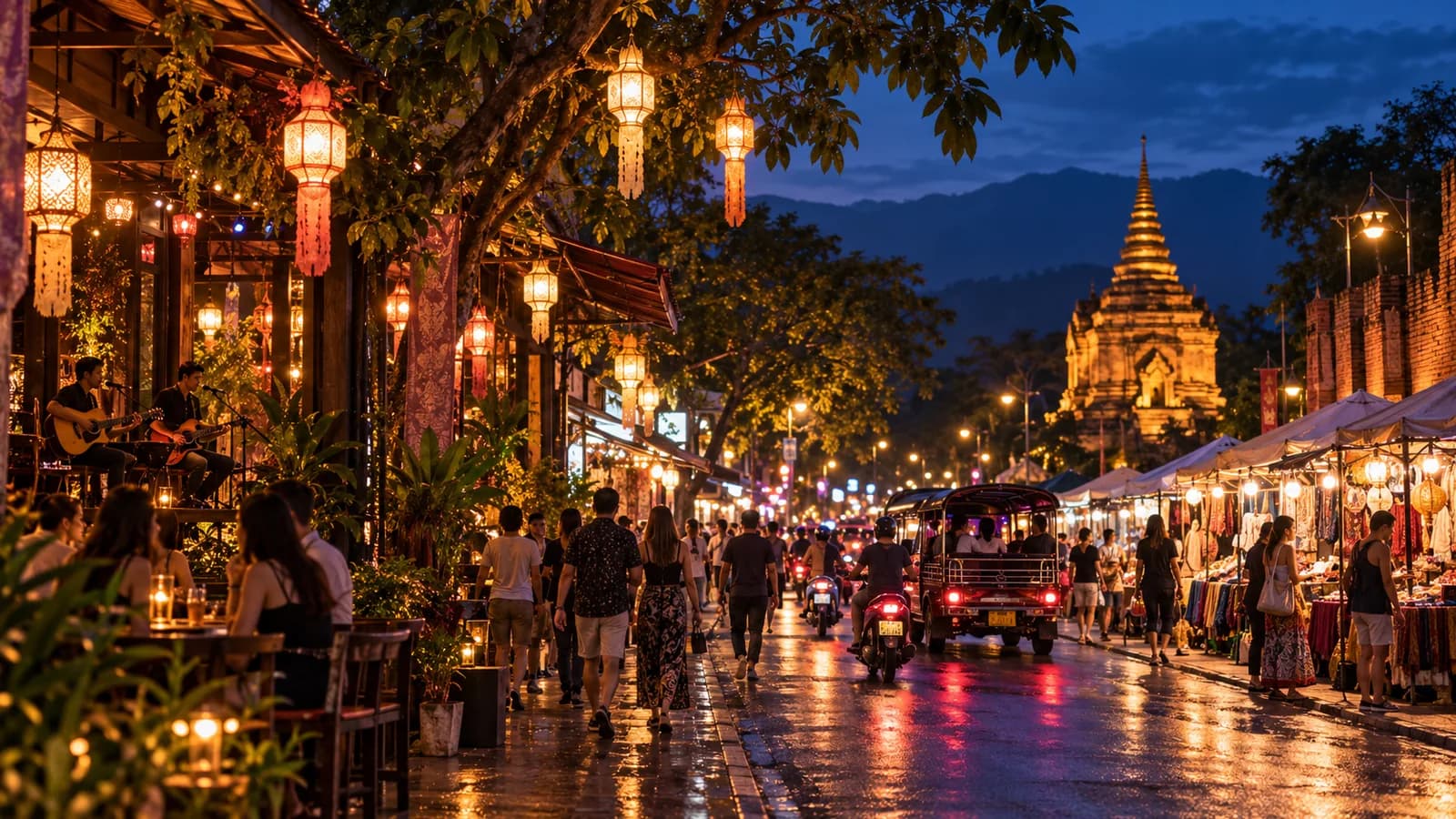 Chiang Mai old city evening atmosphere and culture