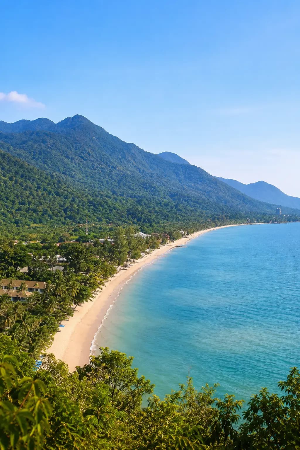 Lush jungle mountains and coastline of Koh Chang