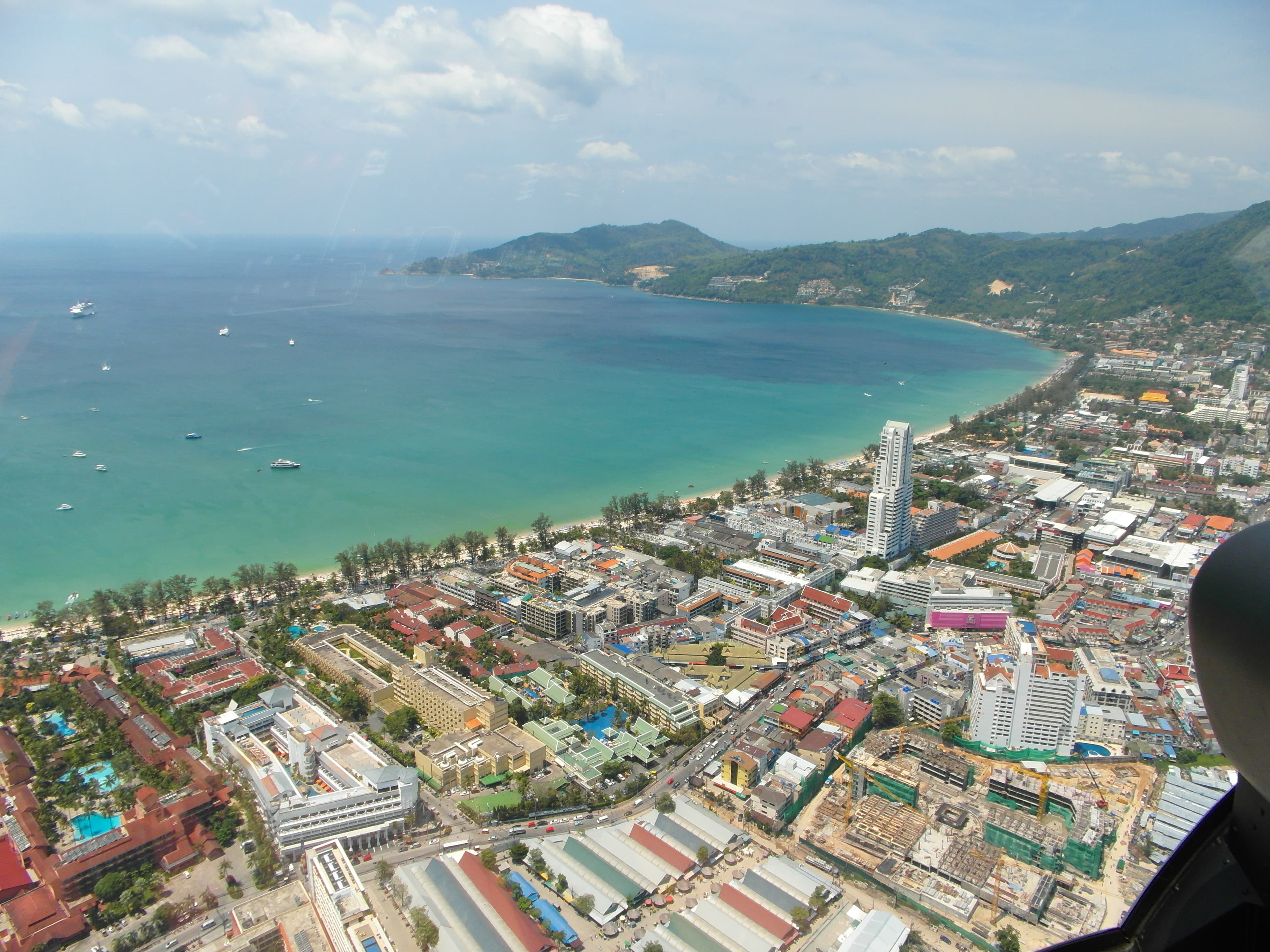 Aerial geography of Patong Beach and the central entertainment district
