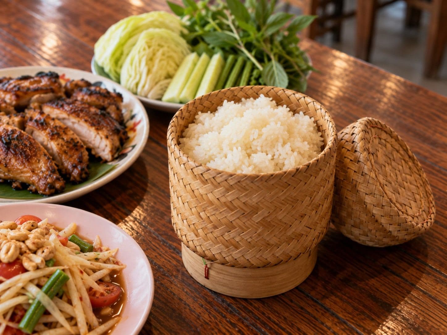 Khao Niao (ข้าวเหนียว) - Steamed sticky rice