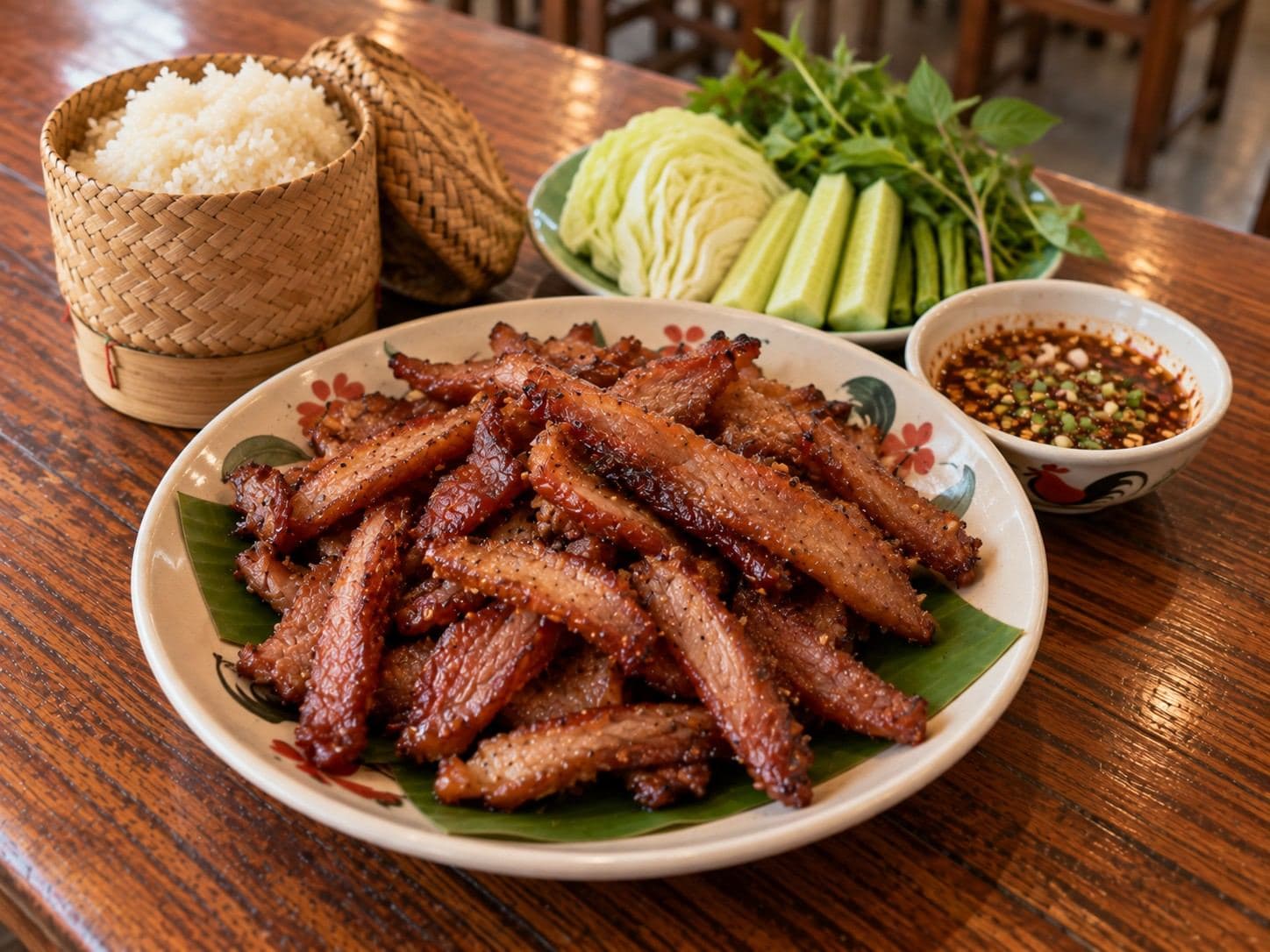 Moo Dad Diao (หมูแดดเดียว) - Marinated dried-style pork