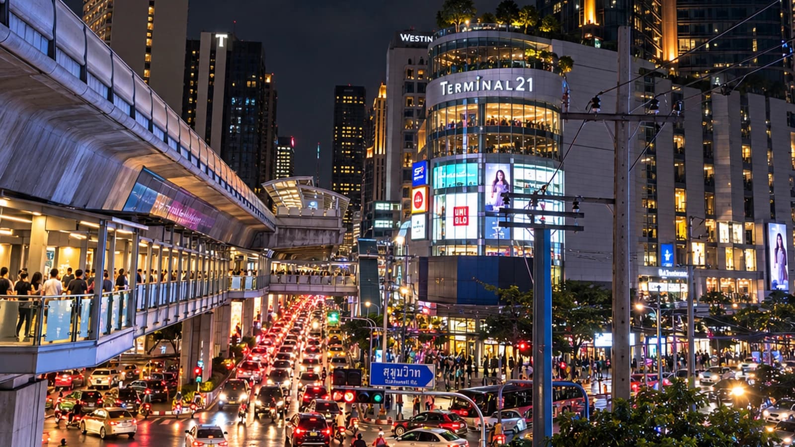 Asok and Terminal 21 at night